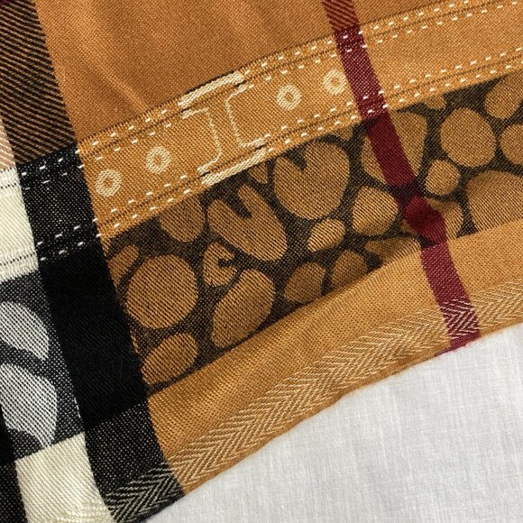 Burberry Women's Animal Leopard Haymarket Check Square Shape Scarf Cashmere - Picture 11 of 15